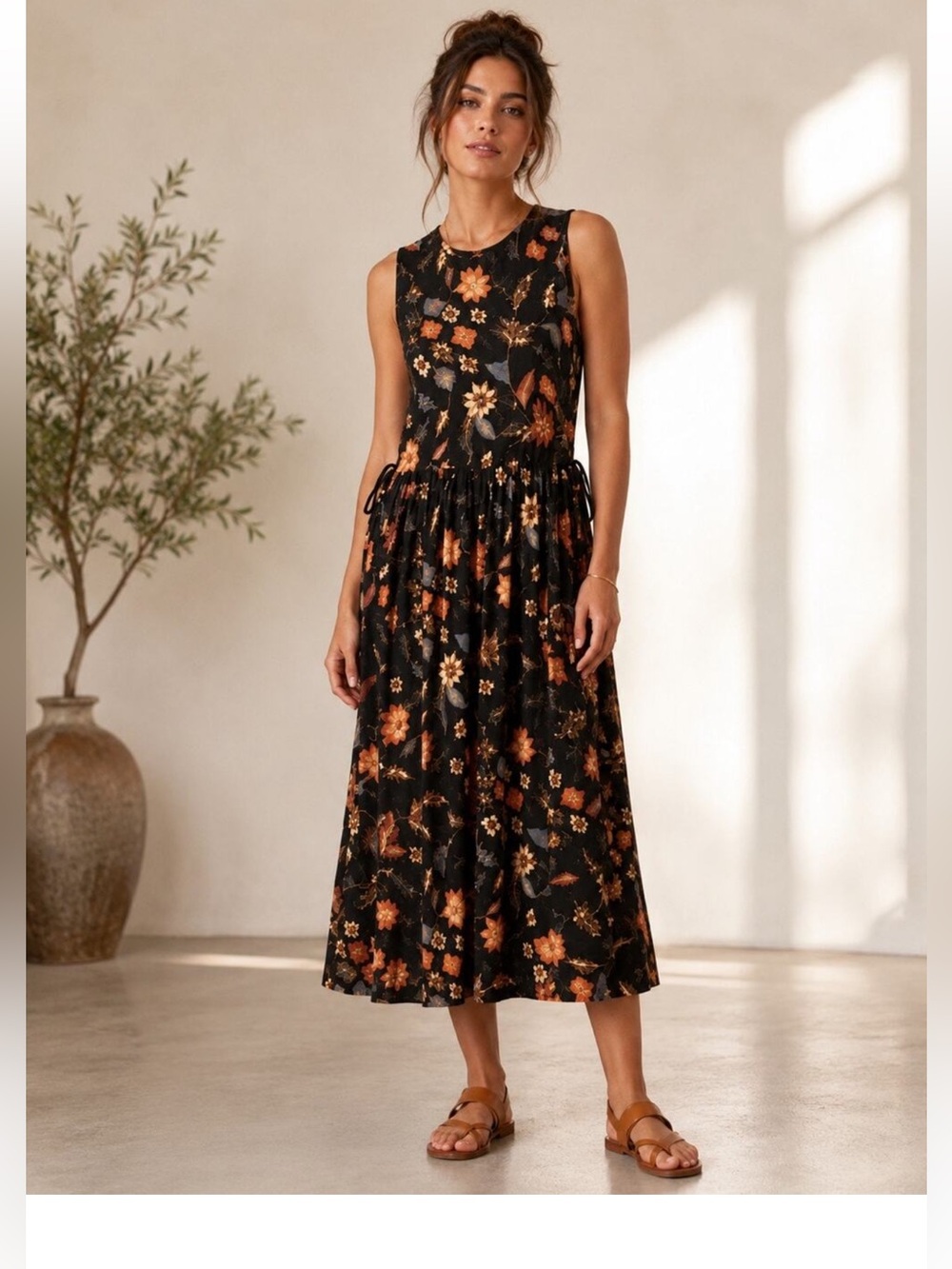 NEW ULLA JOHNSON clea dress in floral flowy midi tie dress S
